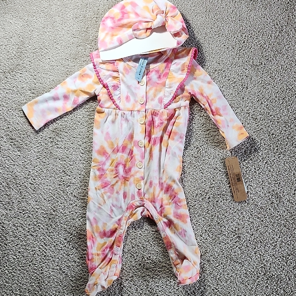 Vibrant Pink and Orange Kids Footie by Charlotte & Star